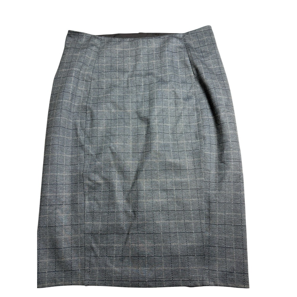 Liverpool Los Angeles Plaid Pencil Skirt Career Womens Size Large Gray Stretch